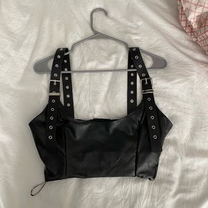 Leather eyelet crop top
